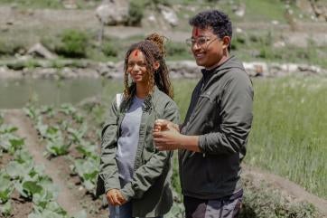 Leah thomas with prosper global employee in nepal. 