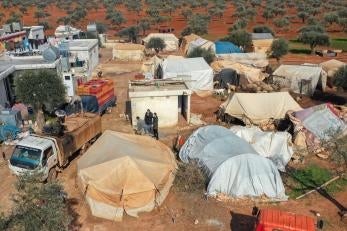 In Northwest Syria, Prosper Global teams provide water and hygiene support to an encampment for people forced from their homes by violence.