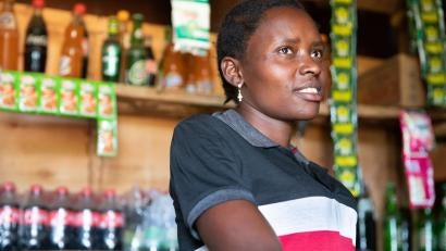 Through a Prosper Global women’s group, Agily Lilly learned business skills and opened a small retail shop to support her two young daughters in Karamoja, Uganda.