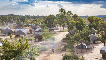 Aerial view of village in uganda.